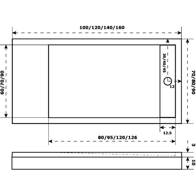 Душевой поддон из искусственного камня Good Door Stella 120x90 Черный ЛП00159 - 4