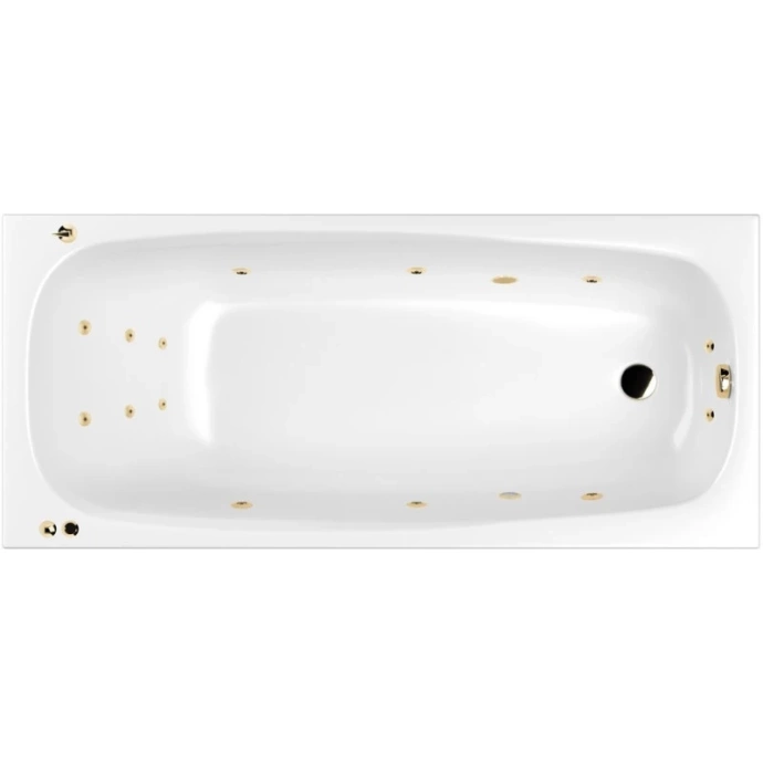 Акриловая ванна Whitecross Layla 180х80 белая золото с гидромассажем 0102.180080.100.SMART.GL - 0