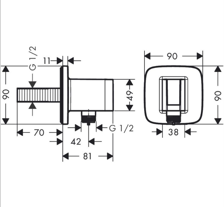 Шланговое подключение Hansgrohe Fixfit Q шлифованная бронза 26887140 - 1