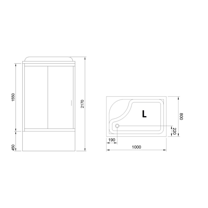 Душевая кабина Royal Bath 100x80 L стекло прозрачное задняя стенка белая RB8100BP5-WT-CH-L - 2