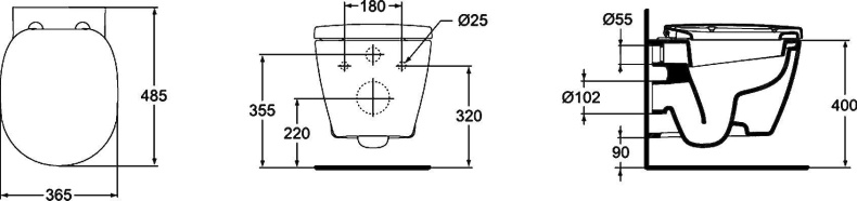 Чаша для подвесного унитаза Ideal Standard Connect белый, без сиденья  E804601 - 4