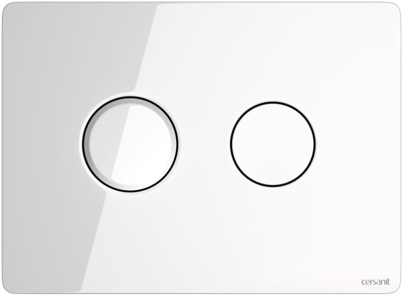 Кнопка смыва Cersanit Accento Circle BU-ACN-CIR-PN/Wh/Gl стеклянная, белая глянцевая P-BU-ACN-CIR-PN/Wh/Gl - 0