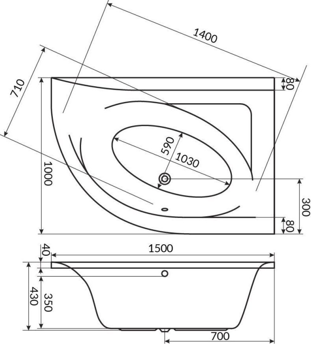 Ванна акриловая Excellent Aquarella R 150x100 белый WAEX.ARP15WH - 2
