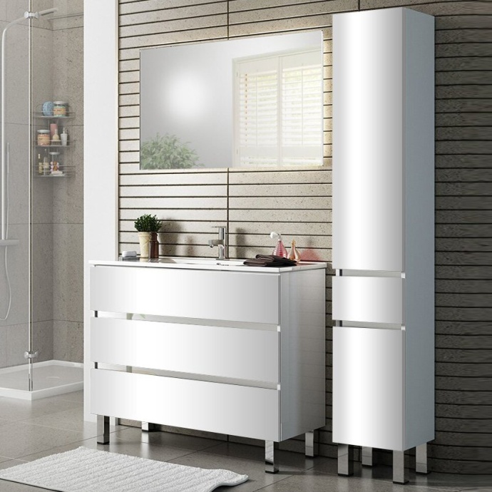 Тумба с раковиной Sanvit Кубэ-3 75 белый глянец - 1
