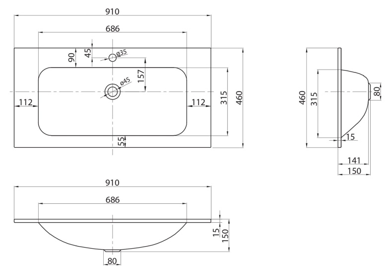 Комплект мебели BelBagno Etna 90 темное дерево у - 7