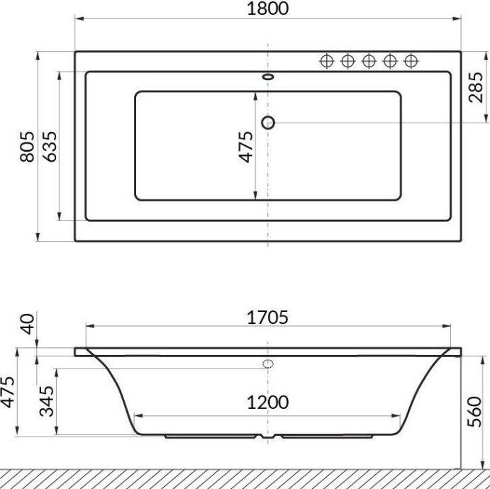 Ванна EXCELLENT Pryzmat 180x80 WAEX.PRY18WH - 1