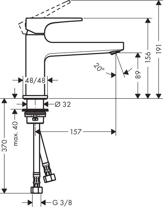 Смеситель Hansgrohe Metropol для раковины, с донным клапаном Push-Open 32502000 - 1