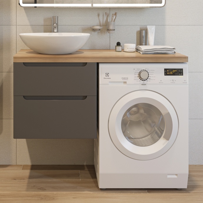 Тумба с раковиной STWORKI Берген 60 серая со светлой столешницей 122, Moduo 55 Leaf, R 549664 - 0
