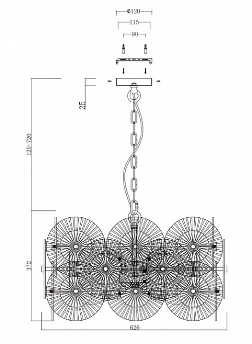 Подвесная люстра Maytoni Aster MOD007PL-08G - 3