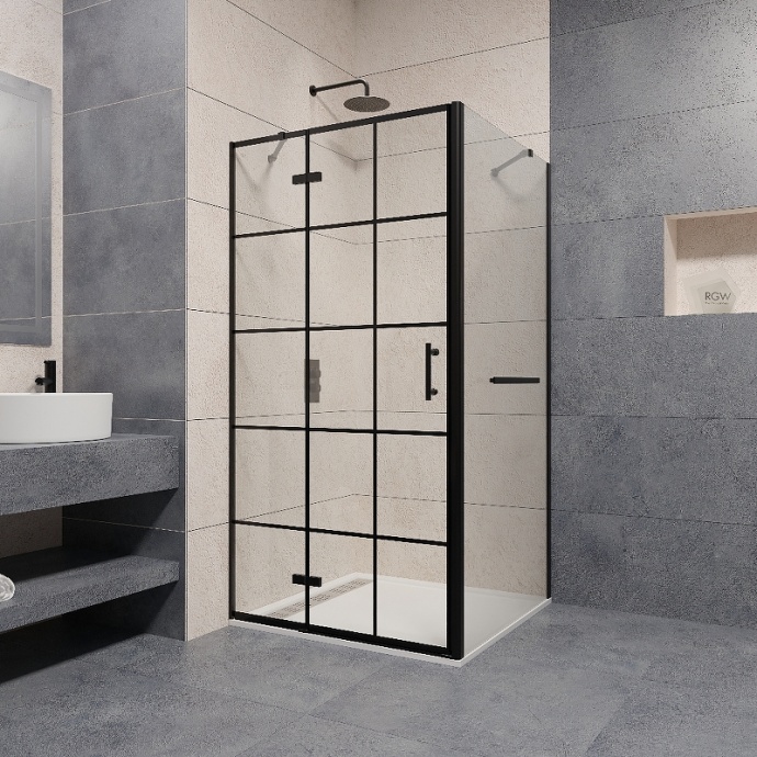 Душевой уголок RGW Passage PA-77-1B L 140x100 профиль черный стекло прозрачное 410877140-084L - 1