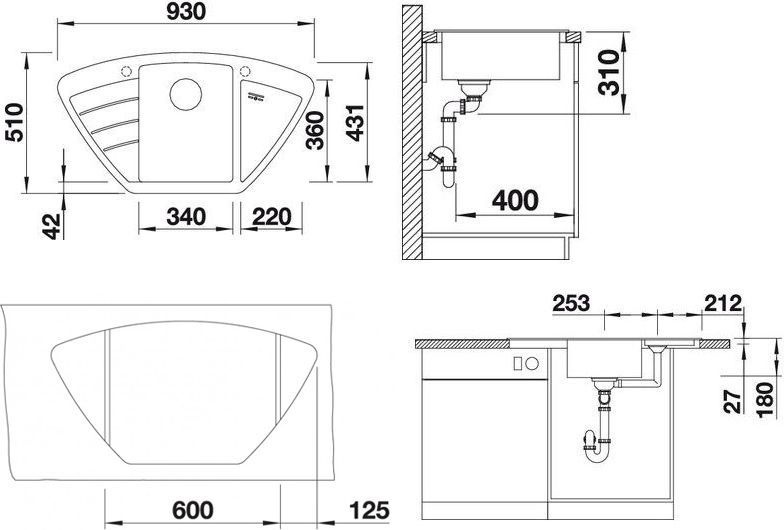 Мойка из гранита Blanco Zia черный  514764 - 4