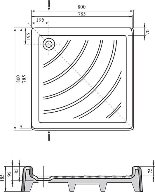 Поддон для душа Ravak Angela-80 PU с экраном A004401120 - 2