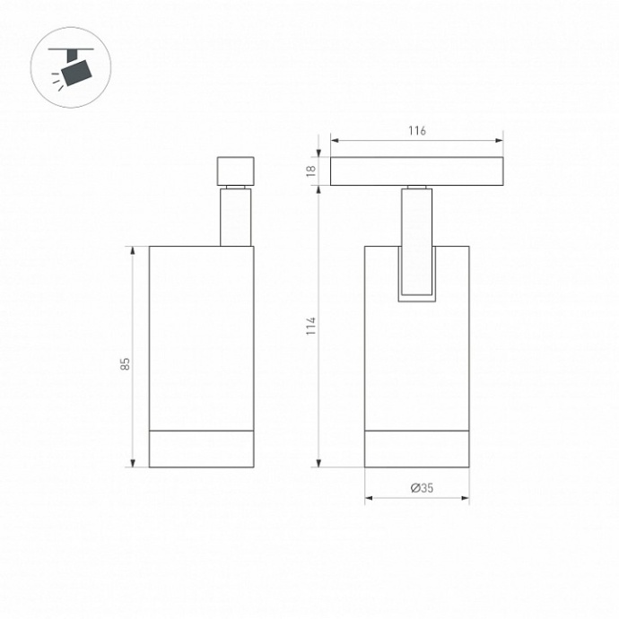 Трековый светодиодный светильник для магнитного шинопровода Arlight Mag-Orient-Spot-R35-6W Warm3000 033621 - 1