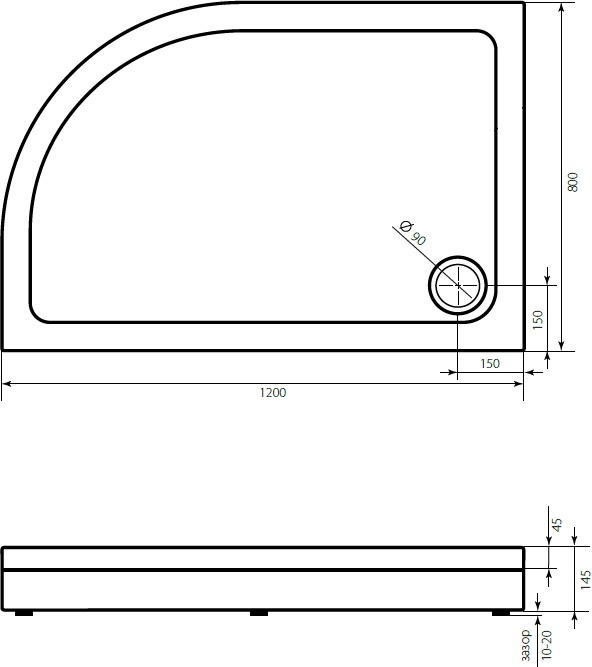 Поддон для душа STWORKI Хельсинки 120x80 L, с сифоном 555197 - 2