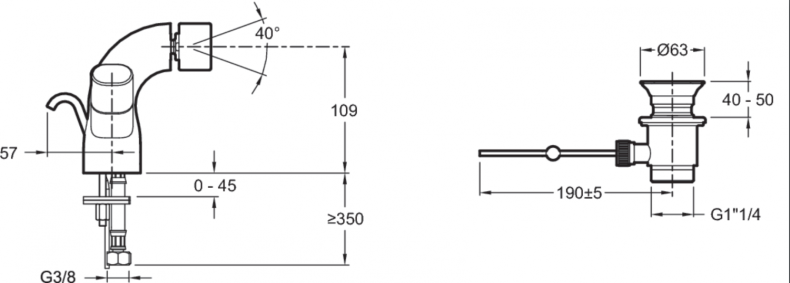 Смеситель Jacob Delafon Talan E10088RU-CP для биде - 1