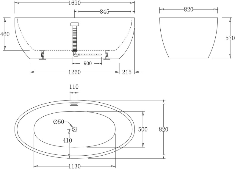 Акриловая ванна BelBagno BB69-1700 - 3