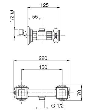 Смеситель Cezares Olimp DS 03/24 Sw для душа OLIMP-DS-03/24-Sw - 2