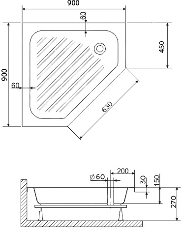 Душевой поддон Rgw  90x90 см  16180599-51 - 3