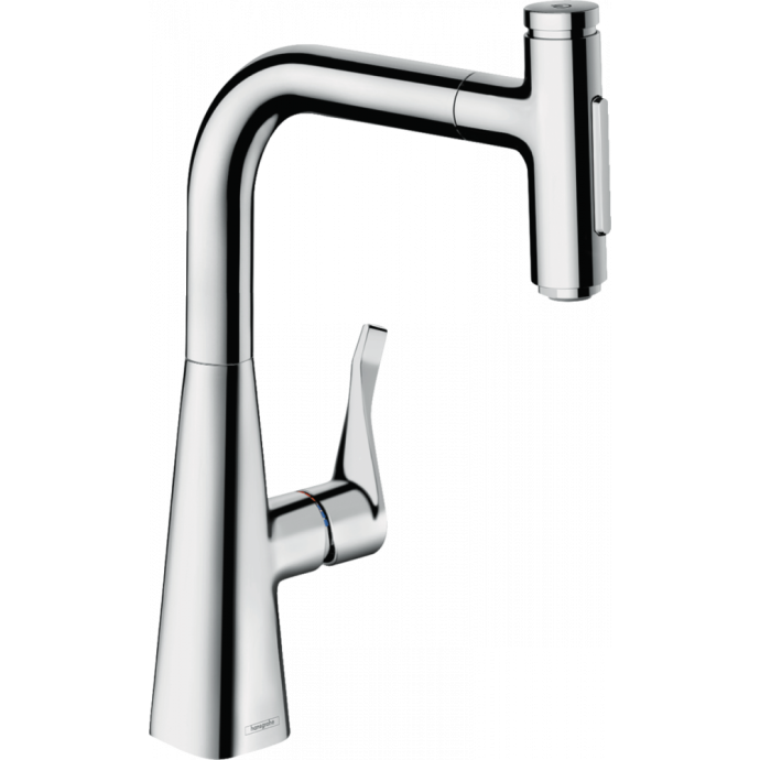 Кухонный смеситель Hansgrohe Metris Select M71 однорычажный, 240, с вытяжным душем, 2jet, sBox, хром 73817000 - 0