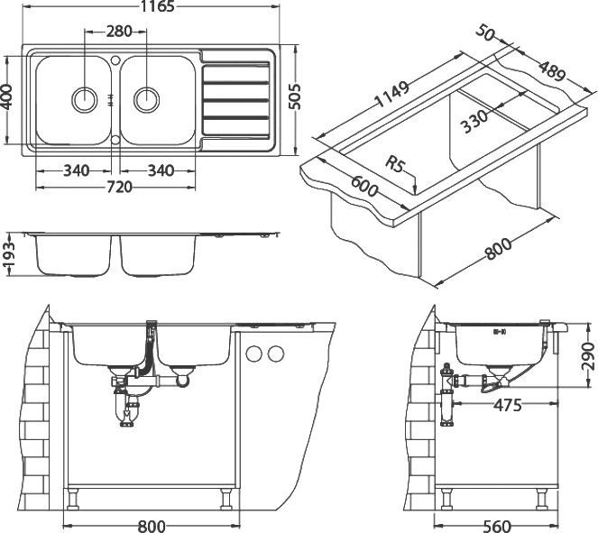 Мойка кухонная Alveus Line Maxim 100 1087975 - 3