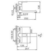 Смеситель для ванны Frap H72 F3272 универсальный Хром - 1