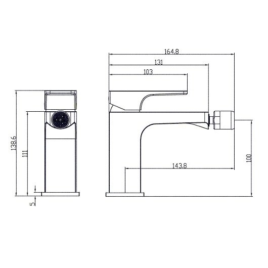 Смеситель для биде Villeroy & Boch Architectura Square черный, матовый  TVB125001000K5 - 4