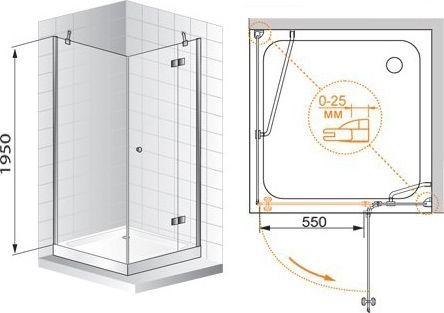 Душевой уголок Cezares VERONA 90x90 см (VERONA-A-1-90-C-Cr) VERONA-W-A-1-90-C-Cr - 7