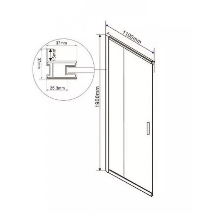 Душевая дверь Vincea Garda 110 черная стекло прозрачное VHC-1G110CLB - 1