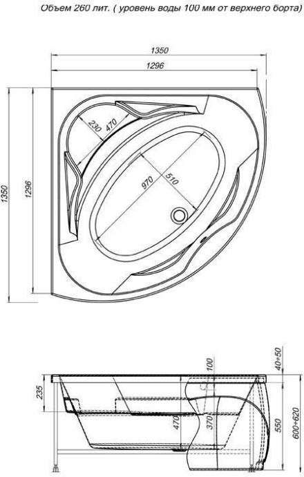 Акриловая ванна Aquanet Vitoria 135x135 см (00204049) - 2