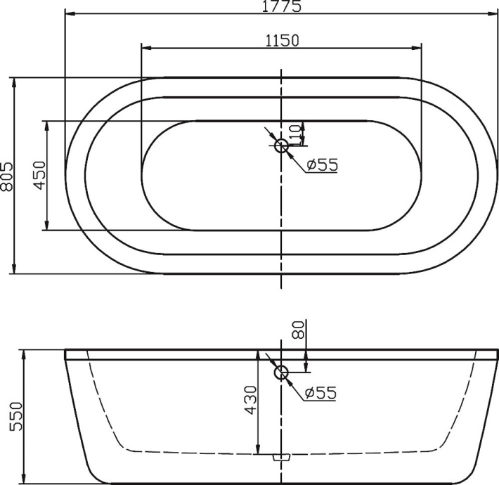 Акриловая ванна BelBagno BB12-1775 - 1