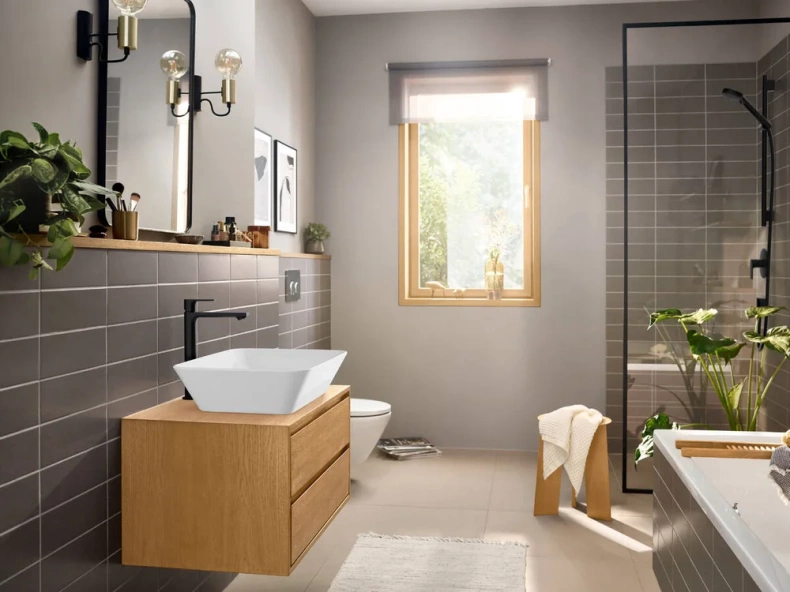 Смеситель для раковины Hansgrohe Rebris E с донным клапаном черный матовый 72591670 - 1