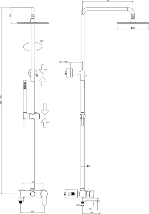 Душевая стойка Paffoni BLU ZCOL632NO - 1