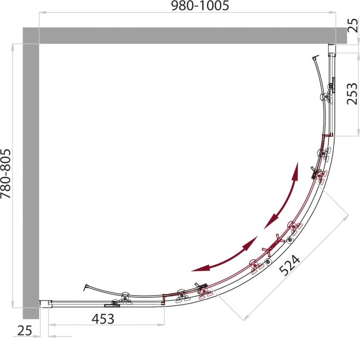 Душевой уголок BelBagno Sela RH 2 100/80 C Cr SELA-RH-2-100/80-C-Cr - 3