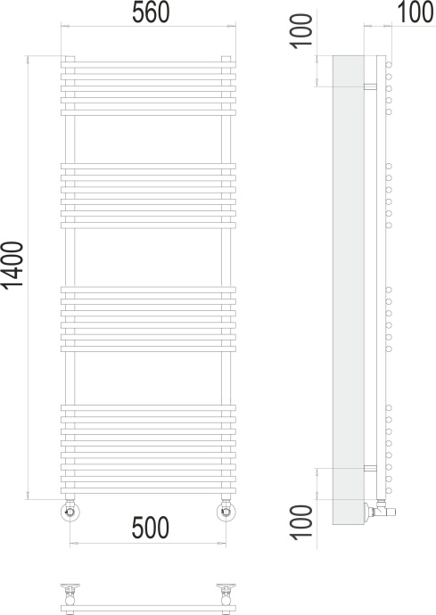 Водяной полотенцесушитель Terminus Ватра П25 500х1400 Хром 4670078530578 - 2