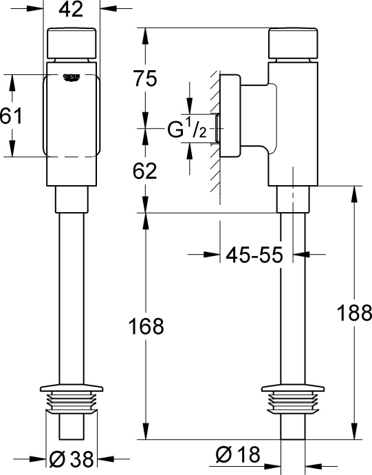 Cмывное устройство для писсуаров Grohe Rondo 37346000 - 2