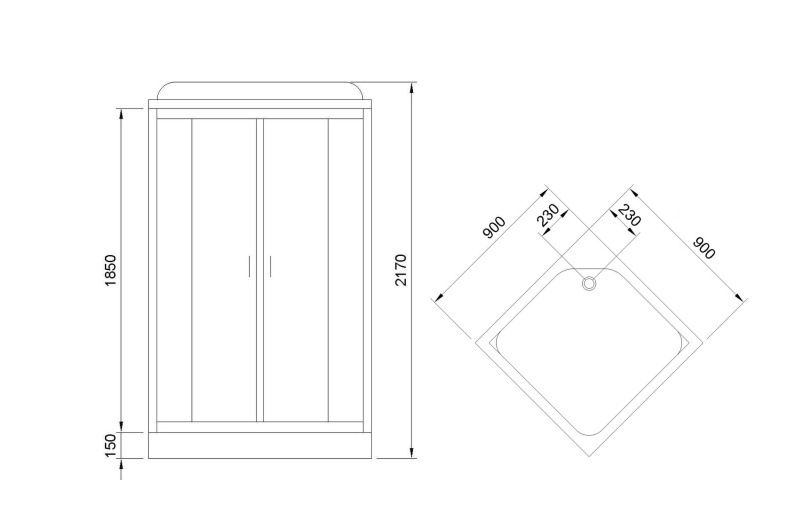 Душевая кабина Royal Bath HP 90x90 профиль белый стекло матовое с гидромассажем RB90HP2-M - 2
