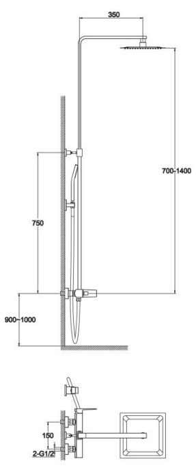 Душевая стойка BelBagno Arlie ARL-DOCM-CRM - 1