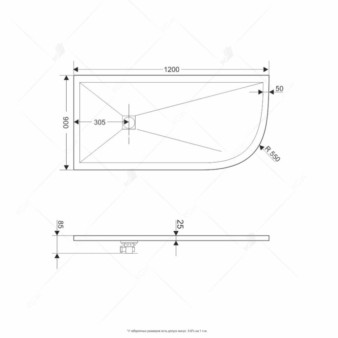 Душевой поддон Rgw  90 см  16154129-01L - 1