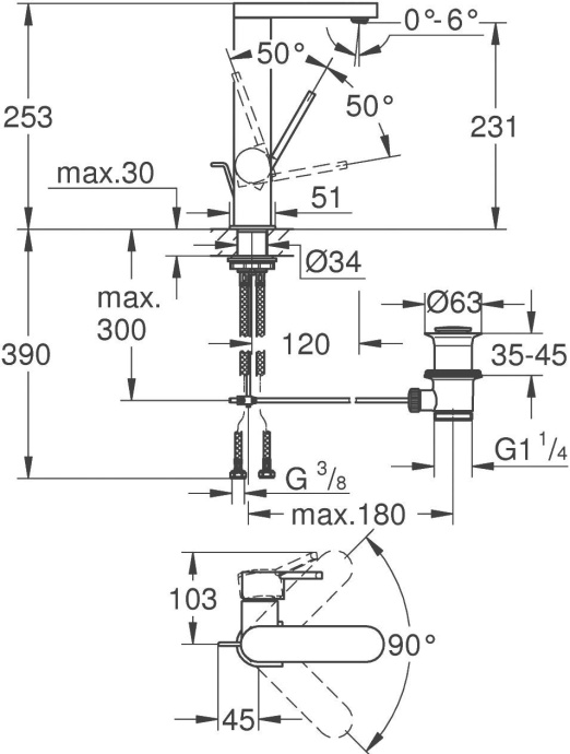 Смеситель Grohe Plus 23851003 для раковины - 1