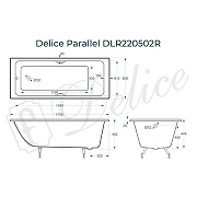 Чугунная ванна Delice Parallel 170x80 DLR220502RB с черными матовыми ручками без антискользящего покрытия - 7