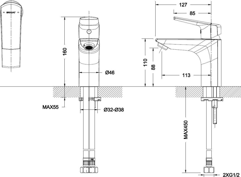 Смеситель Bravat Vega F1121179CP для раковины - 1