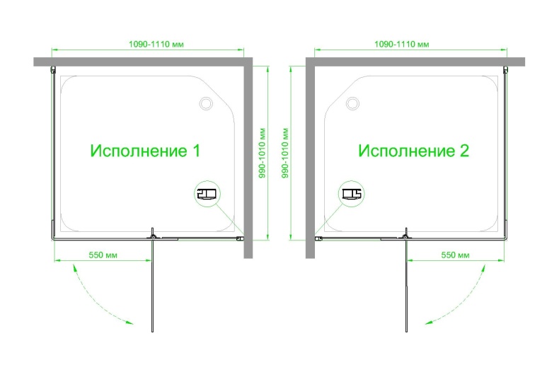 Душевой уголок Royal Bath HPVD 110х100 профиль черный стекло прозрачное RB1110HPVD-T-BL - 3