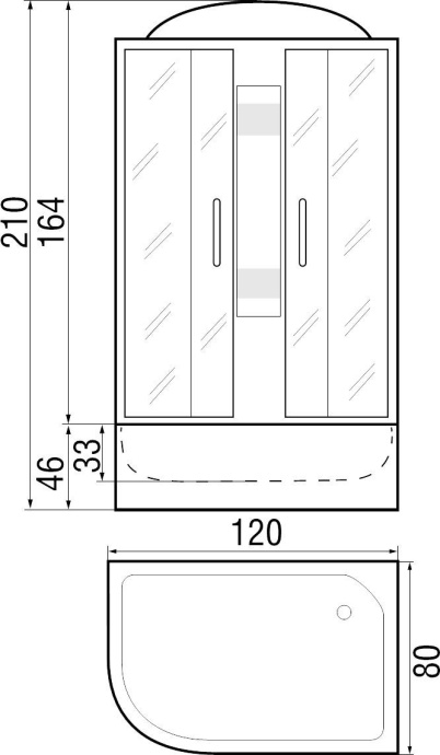 Душевая кабина с поддоном River Nara 120/80/44 MT R  10000002823 - 2
