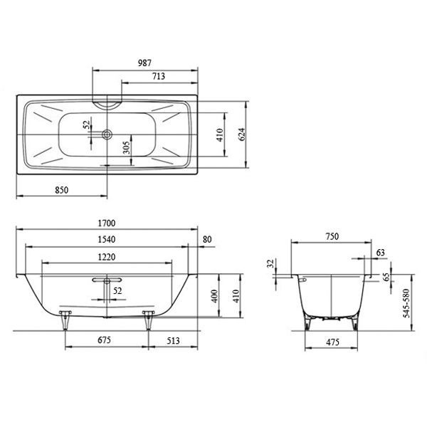 Стальная ванна Kaldewei Cayono Duo 170x75 с покрытием Easy-Clean 272400013001 - 2