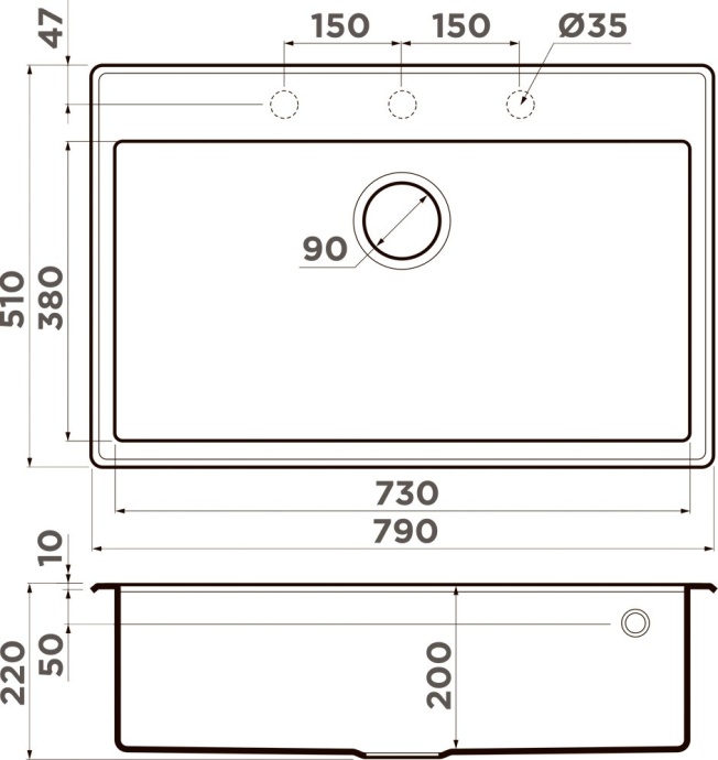 Мойка кухонная Omoikiri Tedori 79 шампань 4993953 - 2