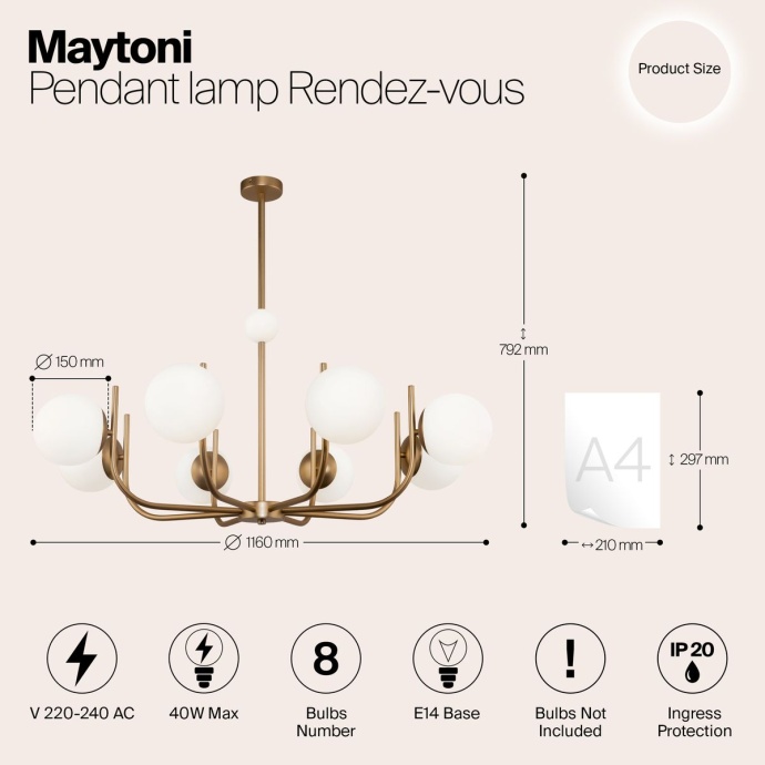 Подвесная люстра Maytoni Rendez-Vous MOD109PL-08BS - 1
