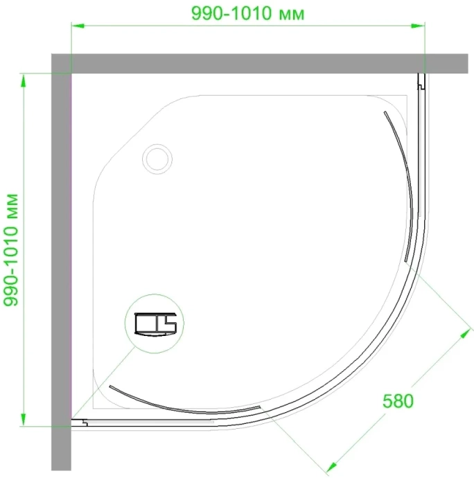 Душевой уголок Royal Bath HKD 100х100 профиль серный стекло матовое RB100HKD-C-BL - 3