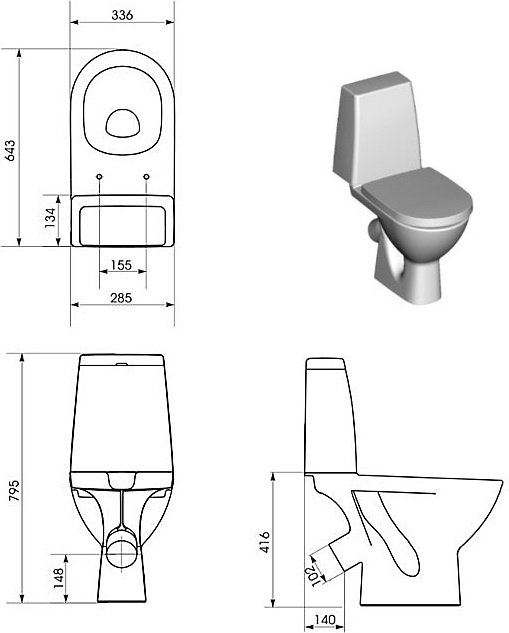 Унитаз-компакт Cersanit Granta S-KO-GRA031-3/6-DL-n-w - 3