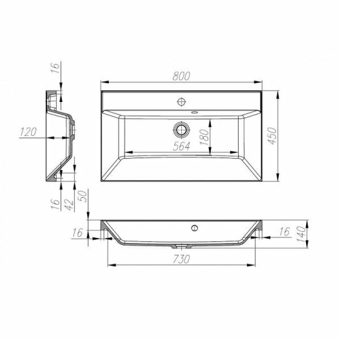 Мебельная раковина BelBagno Marino 80 белый  BB800/450-LV-MR-AST - 2