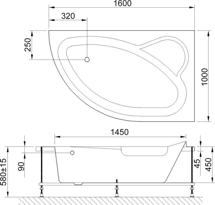 Акриловая ванна Royal bath Alpine 160x100 см  RB 819101 R - 1